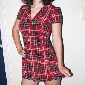 Red Plaid Forever 21 Button-Up Dress W's M - Worn